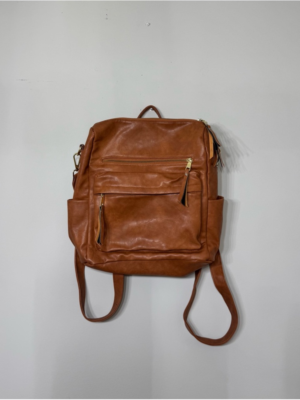 Brown Leather Backpack Purse
